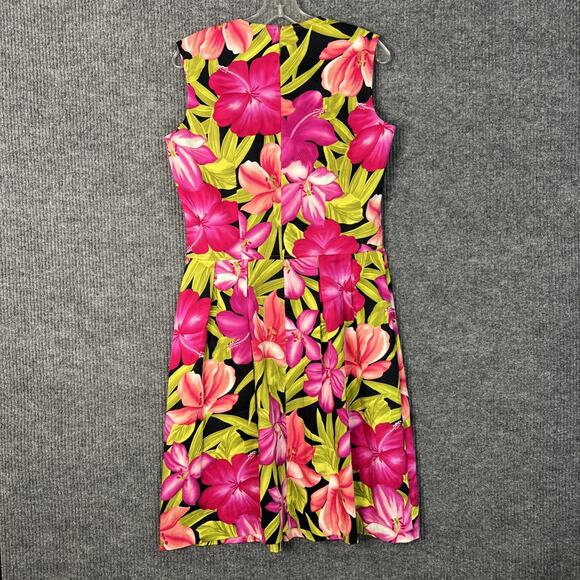 Clues Collection Womens Hawaiian Floral Fit And Flare Dress Size 10 Tropical - Picture 2 of 9